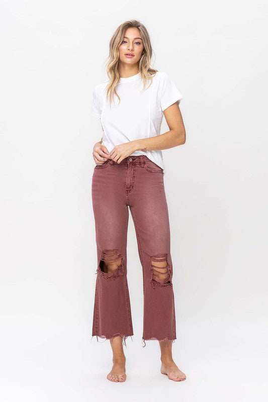 90's Vintage High Rise Crop Flare Jeans (Shipping Only)