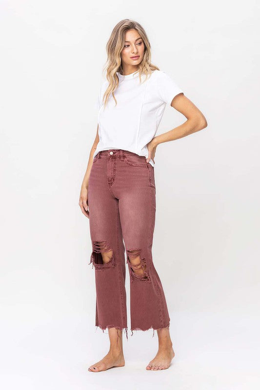 90's Vintage High Rise Crop Flare Jeans (Shipping Only)