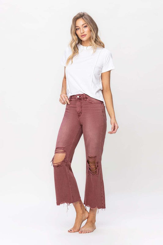 90's Vintage High Rise Crop Flare Jeans (Shipping Only)