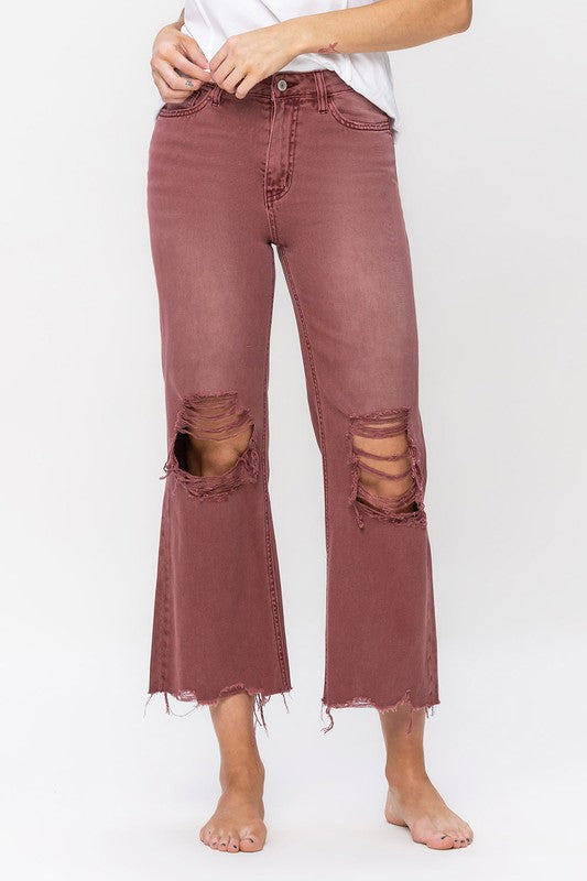 90's Vintage High Rise Crop Flare Jeans (Shipping Only)