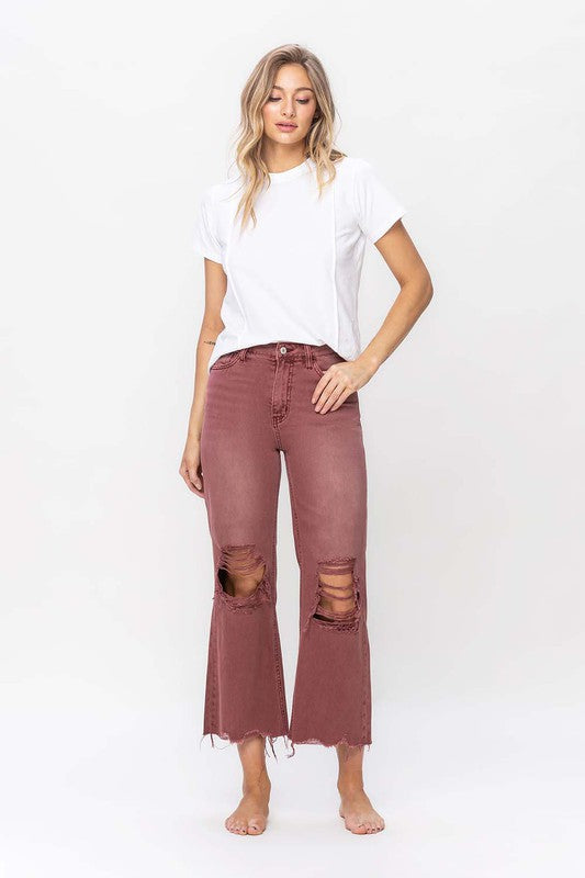 90's Vintage High Rise Crop Flare Jeans (Shipping Only)