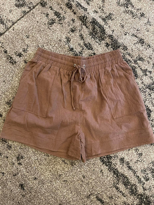 Brown Cotton Shorts