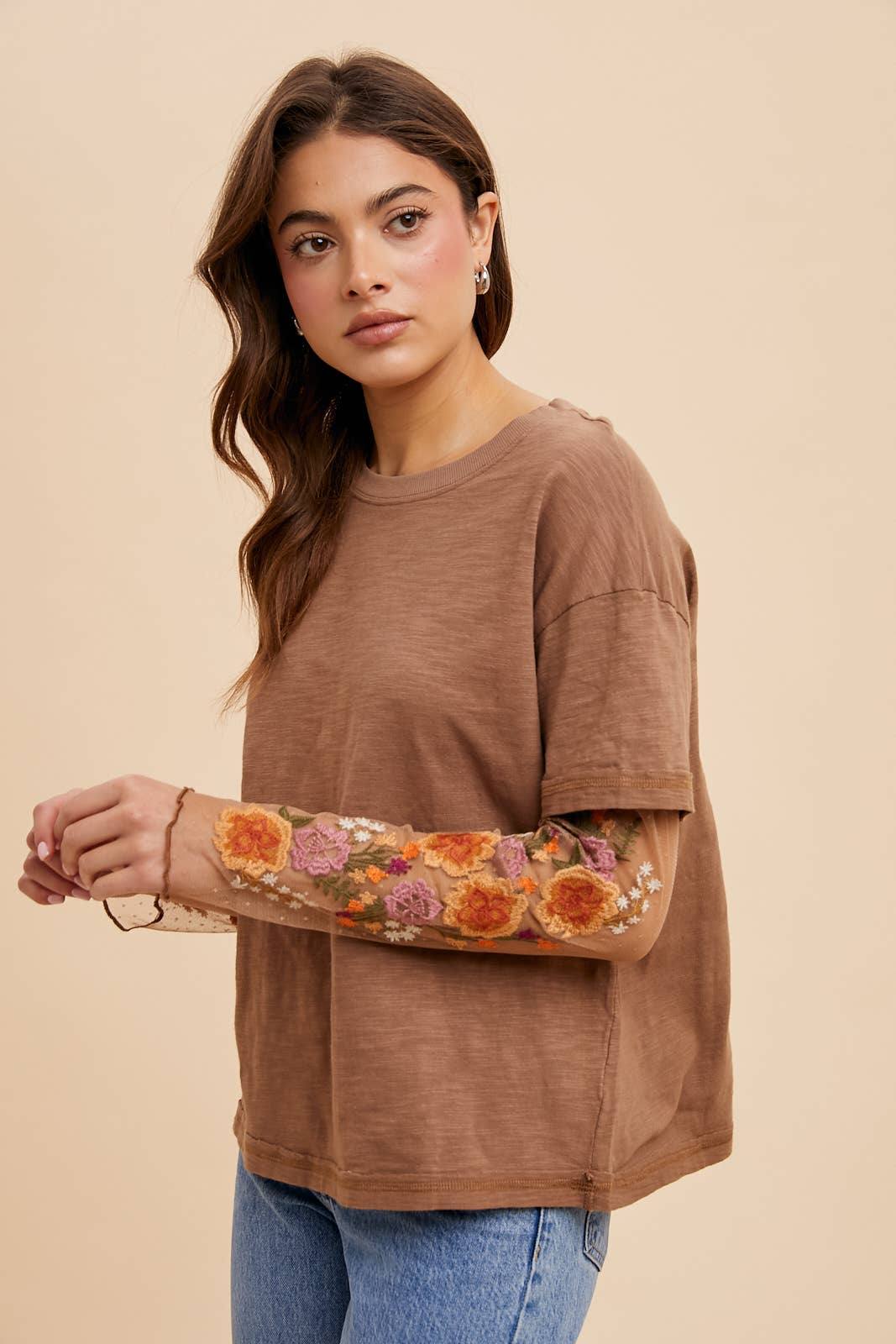 Embroidered Twofer Top