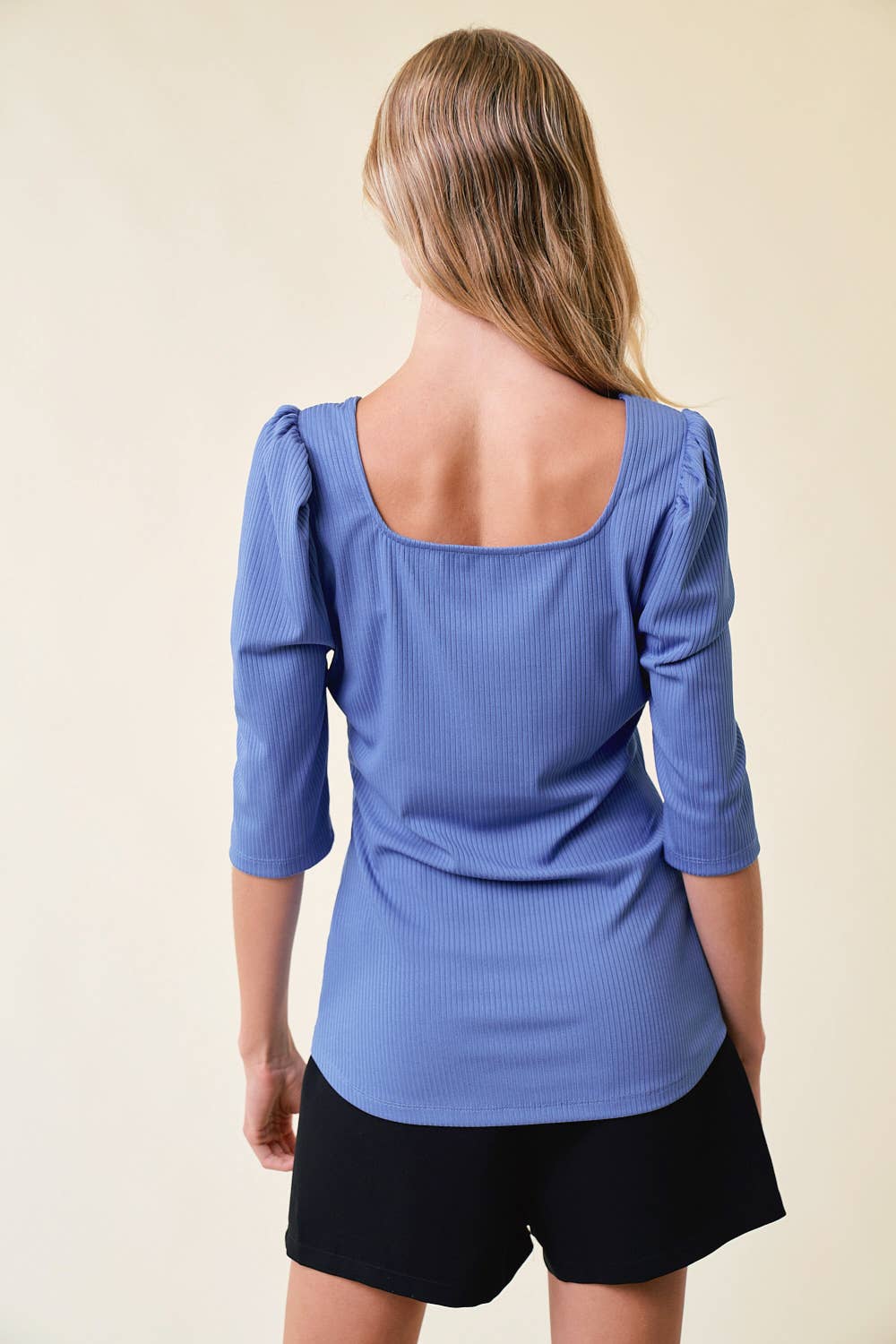 Square Neck Flutter Sleeve Blouse