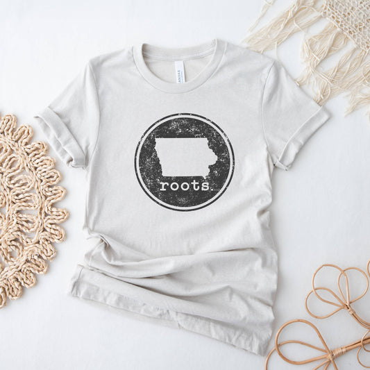 Personalized State Roots Circle Heather Cement Tee