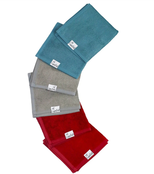 Bamboo Washcloths - Red, Blue, Gray