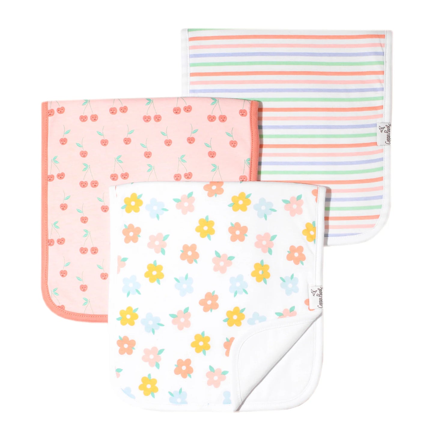 Cheery Copper Pearl Burp Cloths