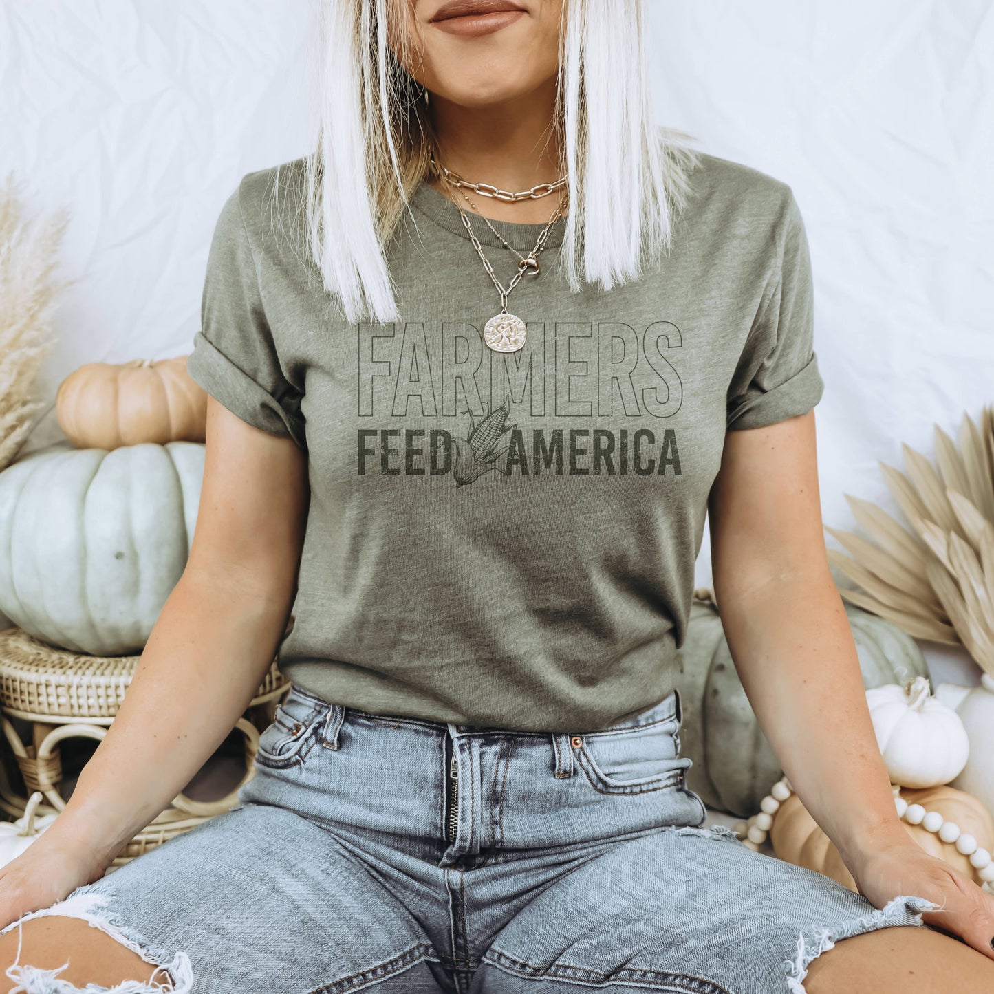 Farmers Feed America Heather Olive Tee